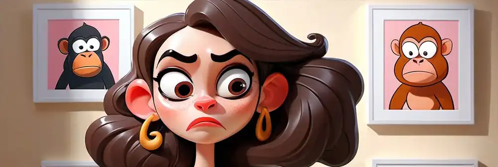 cartoon woman in gallery