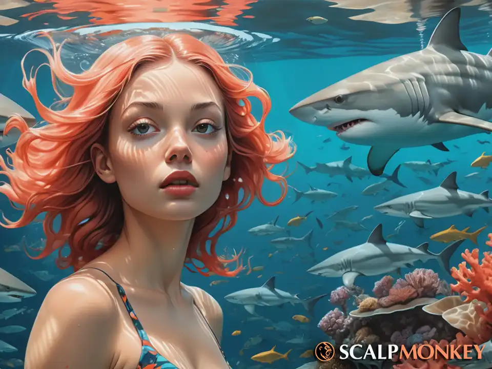 woman swiming with sharks